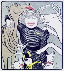 Severine (Caroline Remy), Freundin der Tiere, aus Le Rire, 8. April 1899, neu veröffentlicht in 70 Dessins de Cappiello, 1905